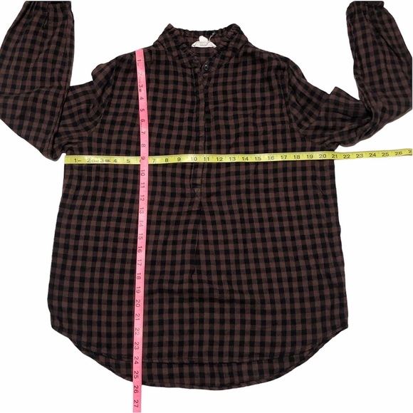 Beach Lunch Lounge Plaid Flannel Popover Blouse - Picture 12 of 13